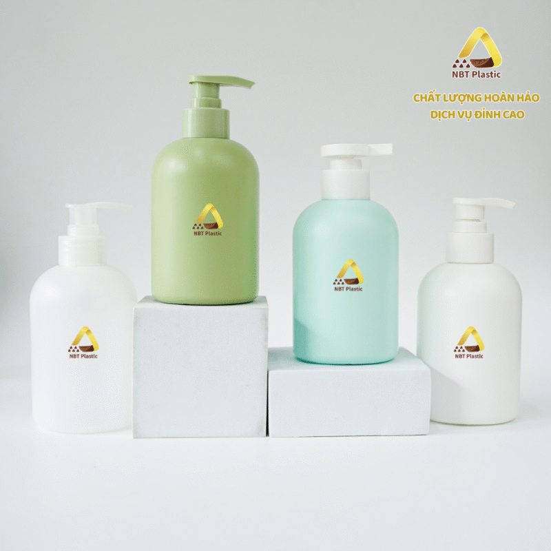 Chai nhựa HDPE 300ml dáng ngắn đựng mỹ phẩm, kem tay, body lotion