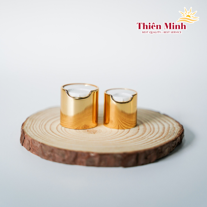 Nắp bật mạ vàng fi20/410, 24/410 dùng cho chai nhựa hoá mỹ phẩm