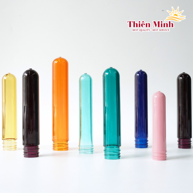 PET preforms in various colors, sizes, and weights - custom PET preform molding available upon request